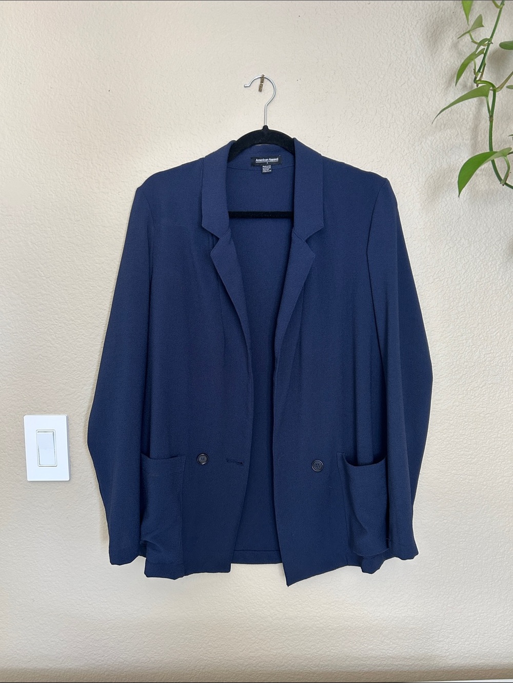 American Apparel Navy Open-Front Blazer
